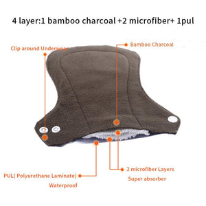 Reusable Bamboo Heavy Flow Menstrual Pads - 5 Pack + Bag!